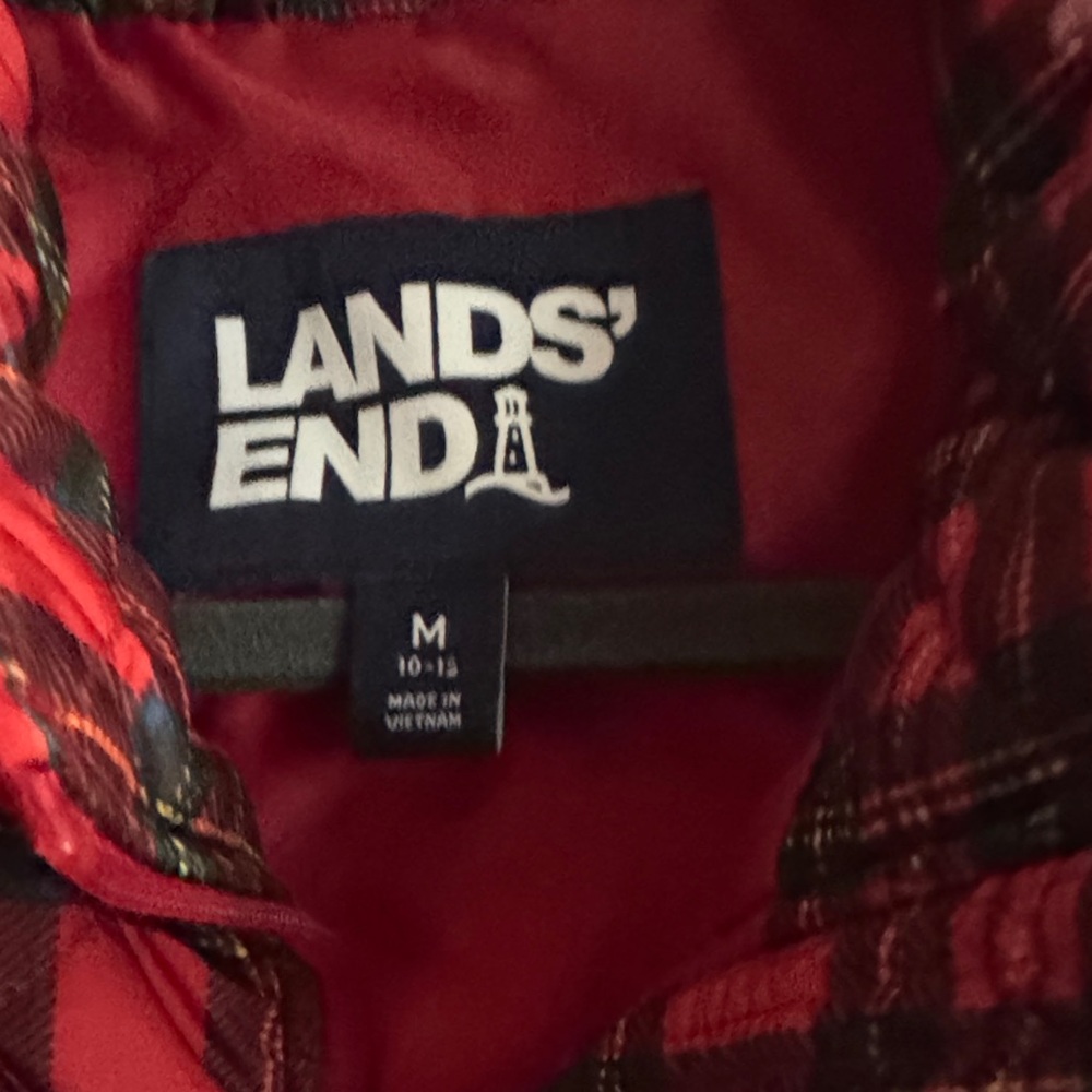 Lands' End Red Tartan Quilted Vest - Picture 4 of 8